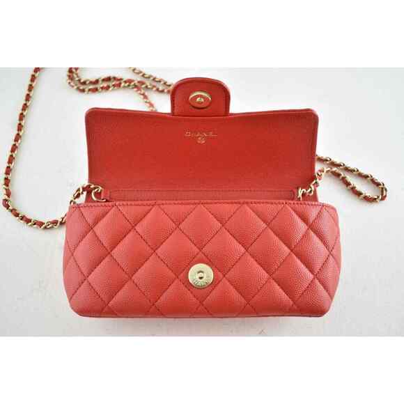 Chanel 22C Red Caviar Classic Glasses Case On Chain Clutch CC Shoulder Crossbody - Picture 11 of 12